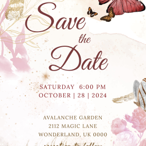 Wedding invitation floral template, aesthetic design vector, remixed from vintage public domain images