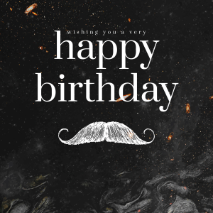 Gentleman birthday greeting template vector with mustache illustration