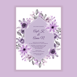 wedding invitation watercolor painting flower purple